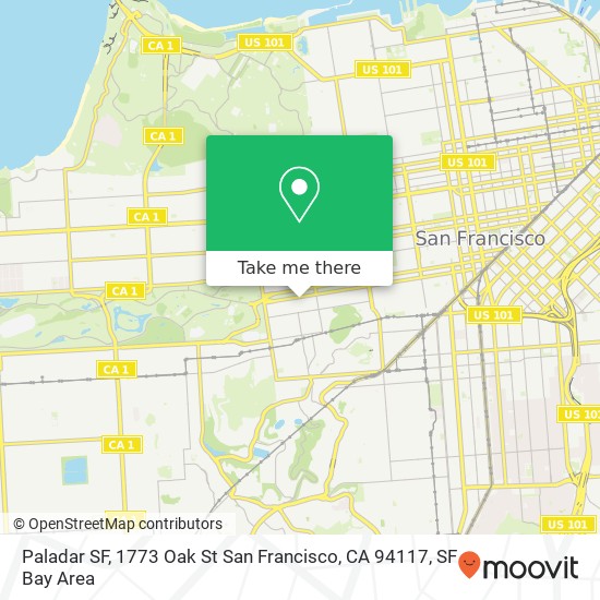 Mapa de Paladar SF, 1773 Oak St San Francisco, CA 94117