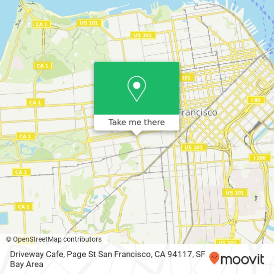 Mapa de Driveway Cafe, Page St San Francisco, CA 94117