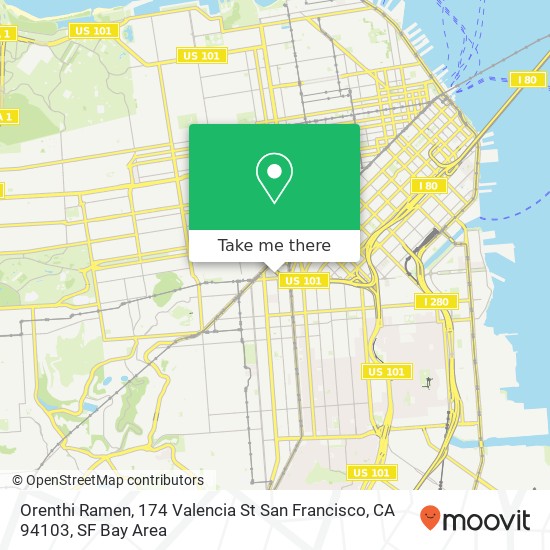Mapa de Orenthi Ramen, 174 Valencia St San Francisco, CA 94103
