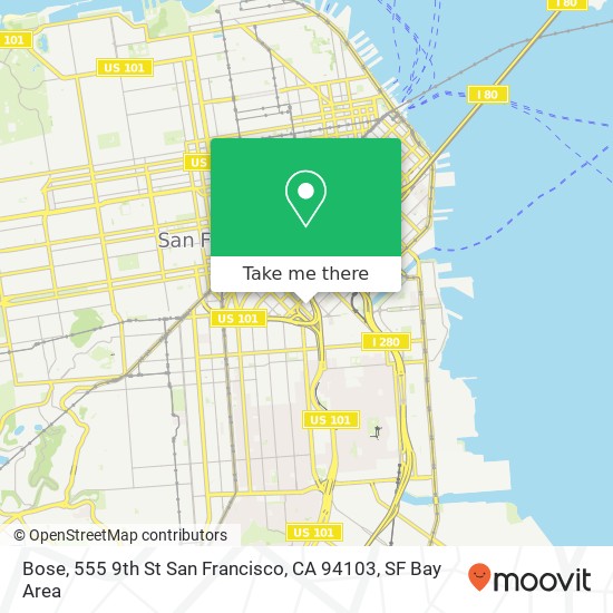 Mapa de Bose, 555 9th St San Francisco, CA 94103