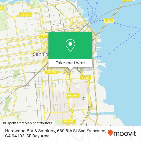 Mapa de Hardwood Bar & Smokery, 680 8th St San Francisco, CA 94103