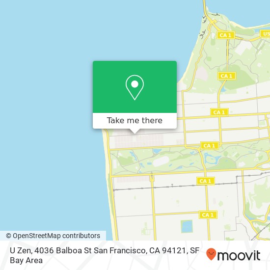 Mapa de U Zen, 4036 Balboa St San Francisco, CA 94121
