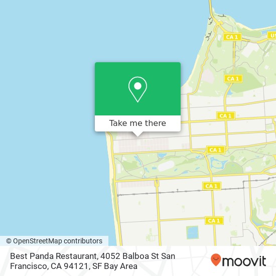 Best Panda Restaurant, 4052 Balboa St San Francisco, CA 94121 map