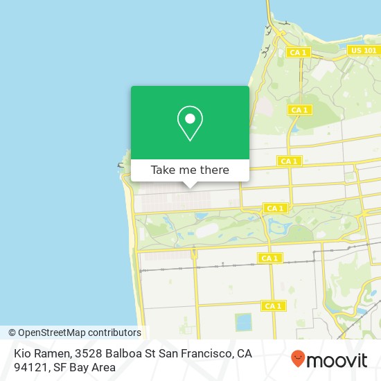 Mapa de Kio Ramen, 3528 Balboa St San Francisco, CA 94121