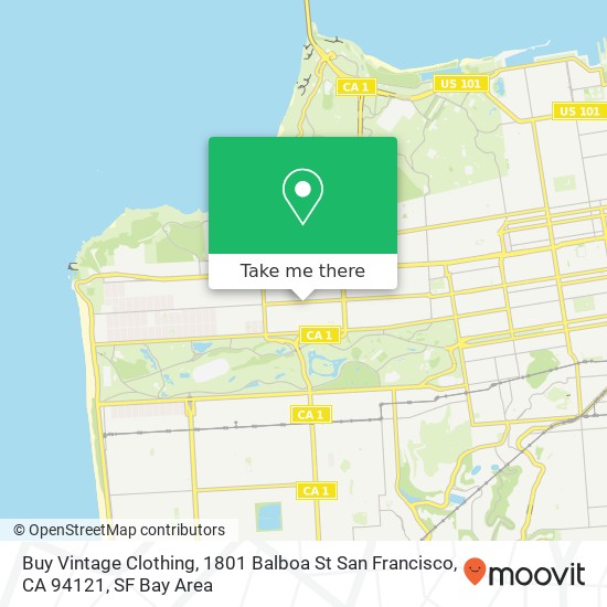 Mapa de Buy Vintage Clothing, 1801 Balboa St San Francisco, CA 94121