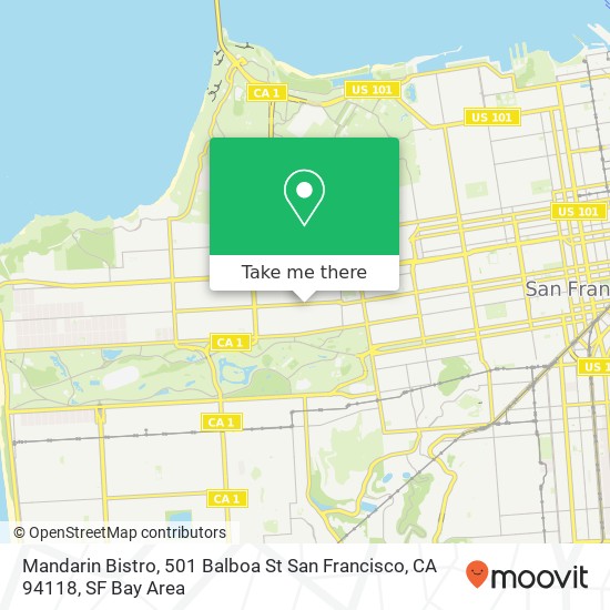 Mandarin Bistro, 501 Balboa St San Francisco, CA 94118 map
