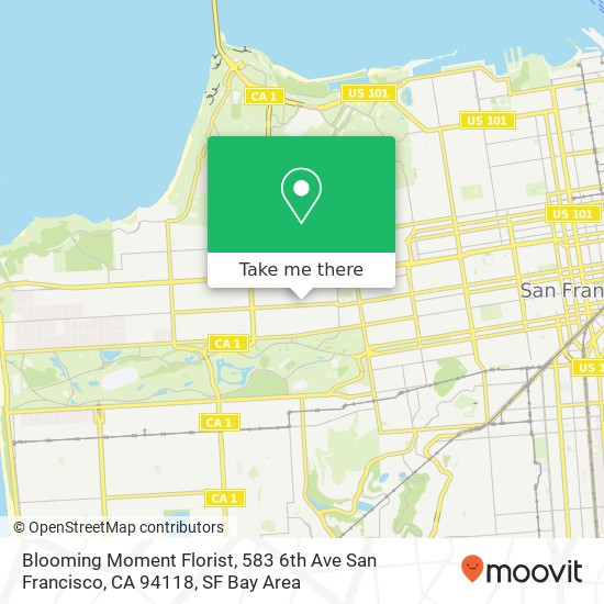 Mapa de Blooming Moment Florist, 583 6th Ave San Francisco, CA 94118