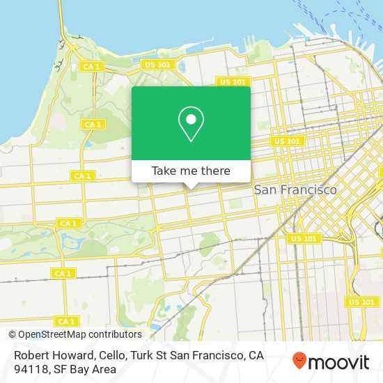 Mapa de Robert Howard, Cello, Turk St San Francisco, CA 94118