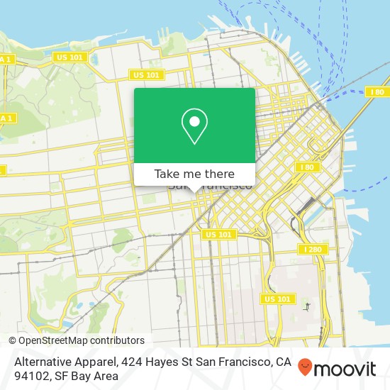 Mapa de Alternative Apparel, 424 Hayes St San Francisco, CA 94102