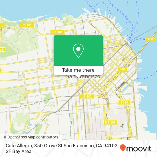 Mapa de Cafe Allegro, 350 Grove St San Francisco, CA 94102