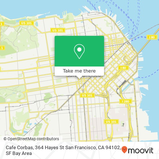 Mapa de Cafe Corbas, 364 Hayes St San Francisco, CA 94102