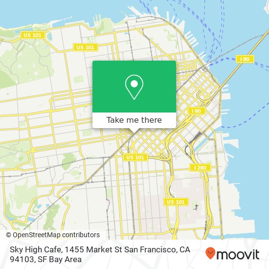 Mapa de Sky High Cafe, 1455 Market St San Francisco, CA 94103