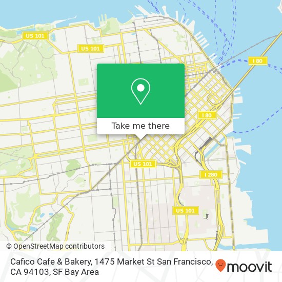 Mapa de Cafico Cafe & Bakery, 1475 Market St San Francisco, CA 94103