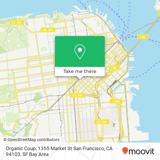 Mapa de Organic Coup, 1355 Market St San Francisco, CA 94103