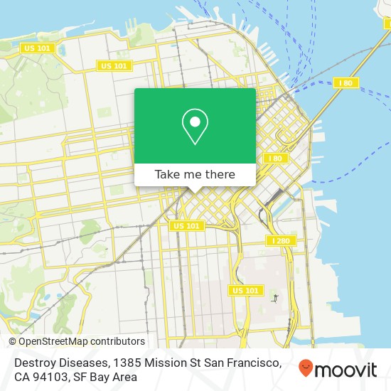 Mapa de Destroy Diseases, 1385 Mission St San Francisco, CA 94103