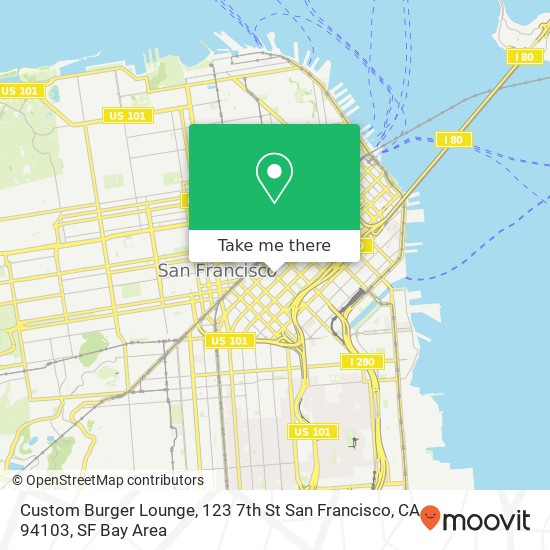 Mapa de Custom Burger Lounge, 123 7th St San Francisco, CA 94103