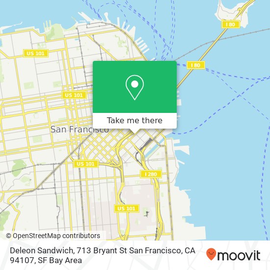 Mapa de Deleon Sandwich, 713 Bryant St San Francisco, CA 94107