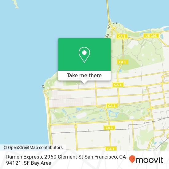 Mapa de Ramen Express, 2960 Clement St San Francisco, CA 94121