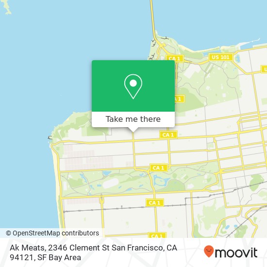 Mapa de Ak Meats, 2346 Clement St San Francisco, CA 94121