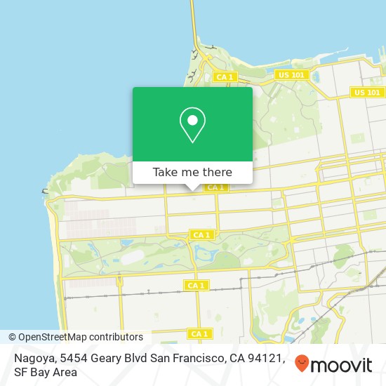 Mapa de Nagoya, 5454 Geary Blvd San Francisco, CA 94121