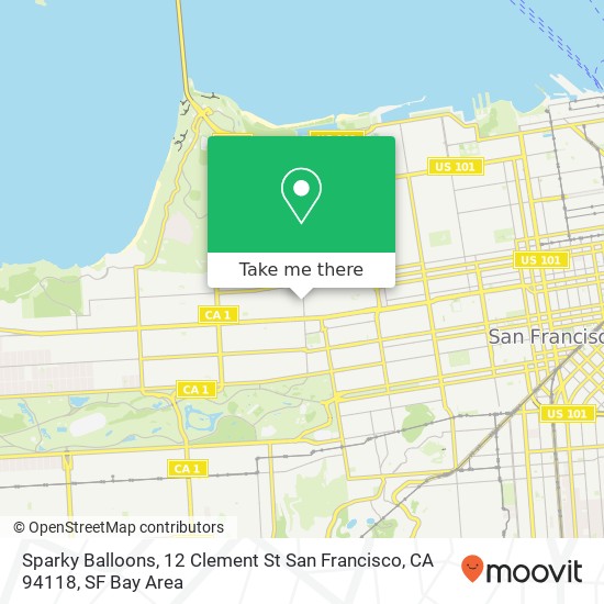 Mapa de Sparky Balloons, 12 Clement St San Francisco, CA 94118