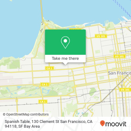 Mapa de Spanish Table, 130 Clement St San Francisco, CA 94118