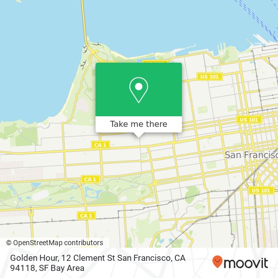 Mapa de Golden Hour, 12 Clement St San Francisco, CA 94118