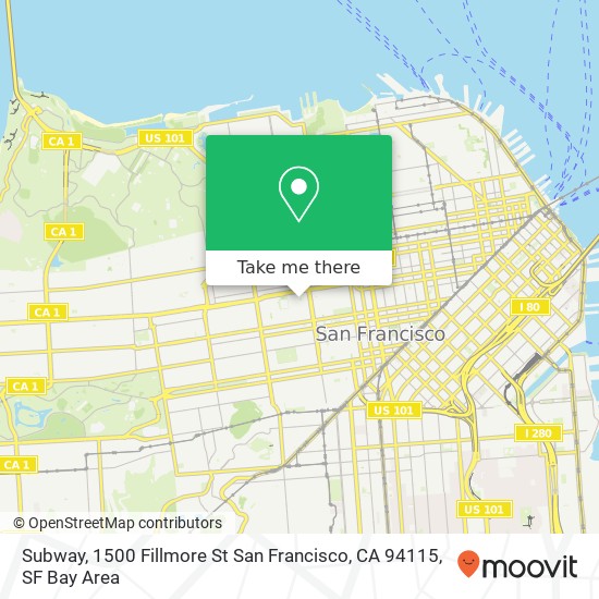 Mapa de Subway, 1500 Fillmore St San Francisco, CA 94115