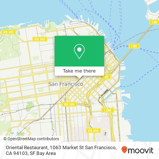 Mapa de Oriental Restaurant, 1063 Market St San Francisco, CA 94103