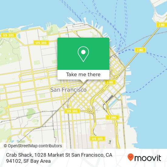 Mapa de Crab Shack, 1028 Market St San Francisco, CA 94102