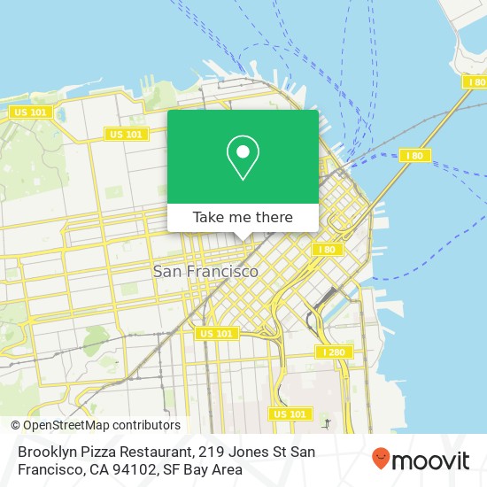 Brooklyn Pizza Restaurant, 219 Jones St San Francisco, CA 94102 map