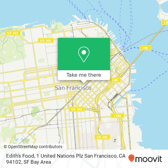 Mapa de Edith's Food, 1 United Nations Plz San Francisco, CA 94102