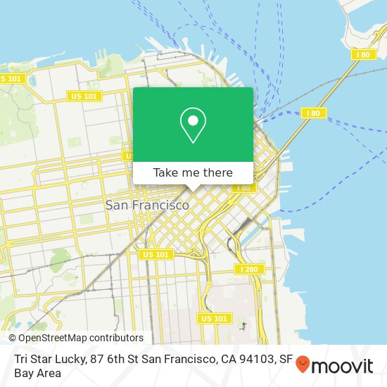 Mapa de Tri Star Lucky, 87 6th St San Francisco, CA 94103