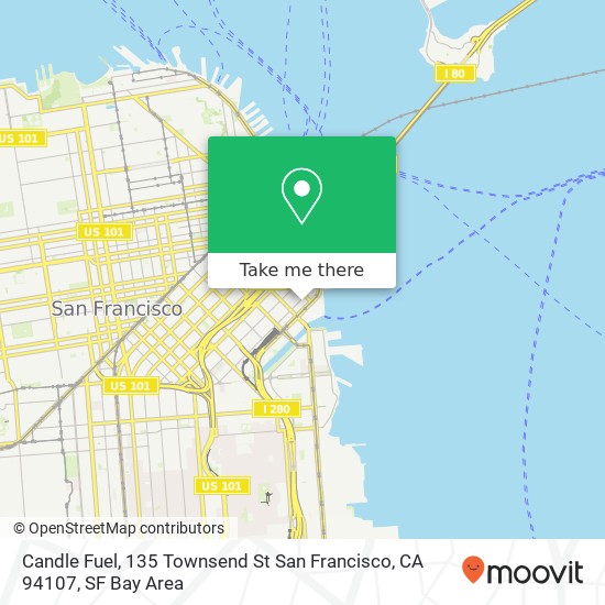 Mapa de Candle Fuel, 135 Townsend St San Francisco, CA 94107