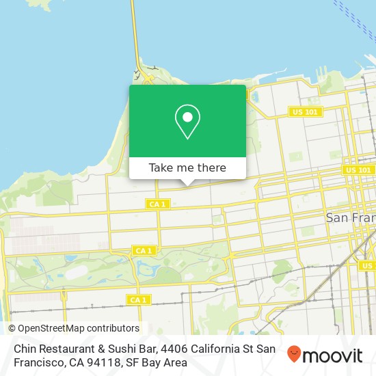 Chin Restaurant & Sushi Bar, 4406 California St San Francisco, CA 94118 map