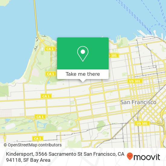 Mapa de Kindersport, 3566 Sacramento St San Francisco, CA 94118