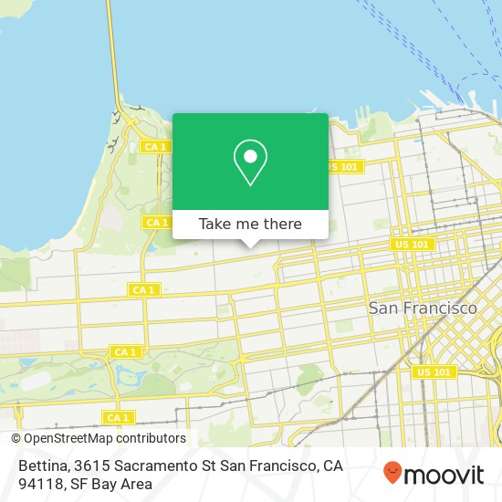 Mapa de Bettina, 3615 Sacramento St San Francisco, CA 94118