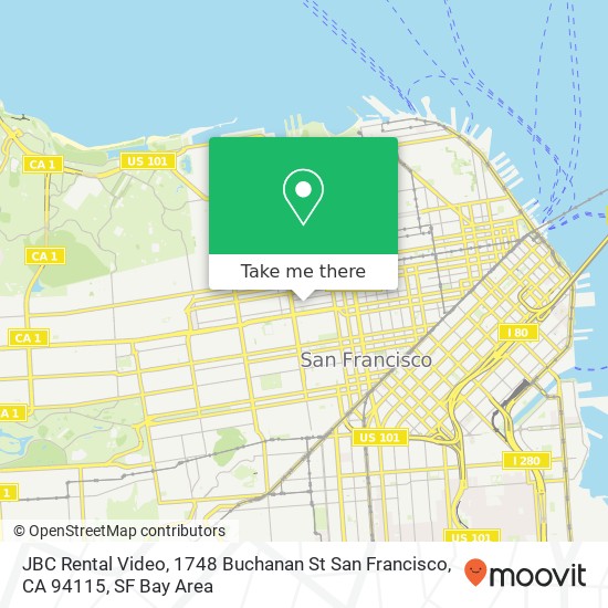 Mapa de JBC Rental Video, 1748 Buchanan St San Francisco, CA 94115