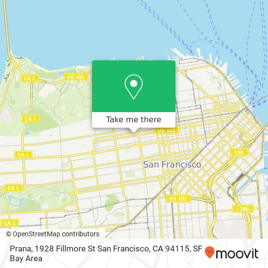 Mapa de Prana, 1928 Fillmore St San Francisco, CA 94115
