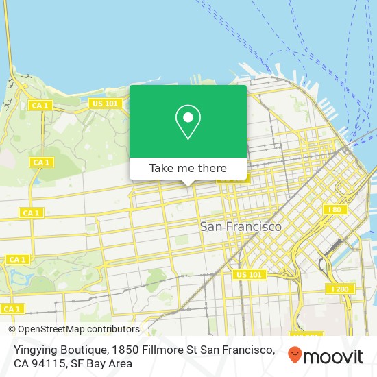 Mapa de Yingying Boutique, 1850 Fillmore St San Francisco, CA 94115