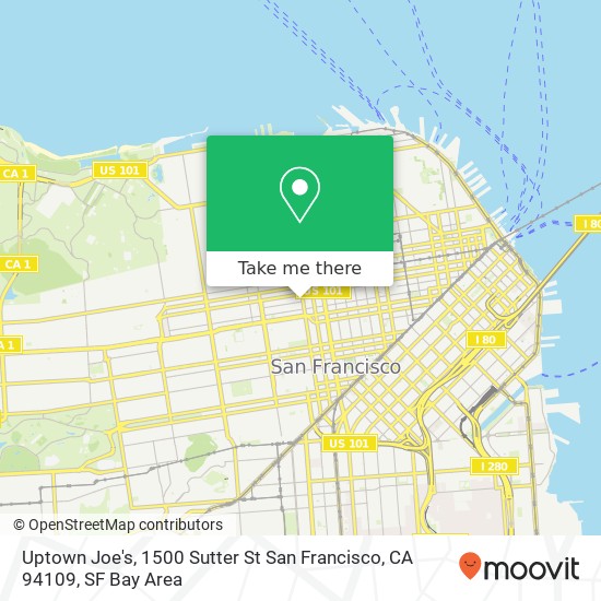 Mapa de Uptown Joe's, 1500 Sutter St San Francisco, CA 94109