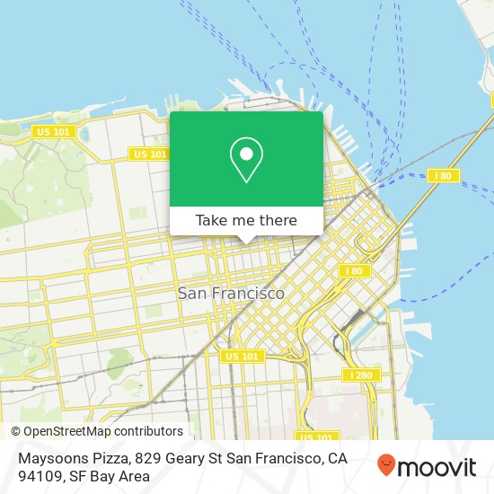 Mapa de Maysoons Pizza, 829 Geary St San Francisco, CA 94109