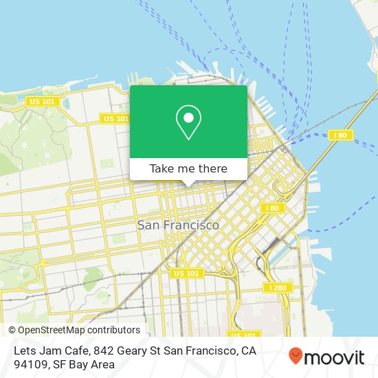 Mapa de Lets Jam Cafe, 842 Geary St San Francisco, CA 94109
