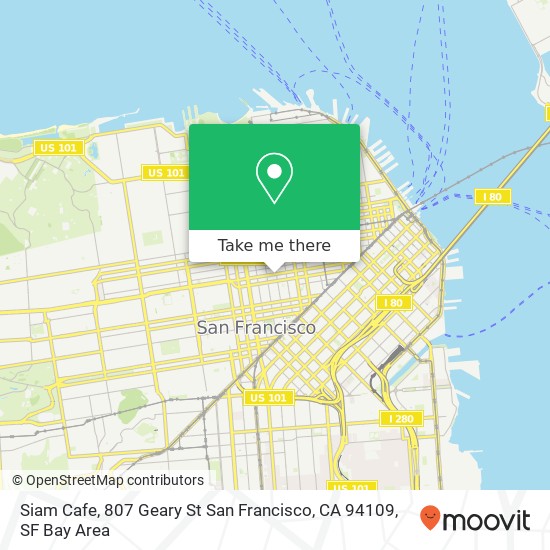 Mapa de Siam Cafe, 807 Geary St San Francisco, CA 94109