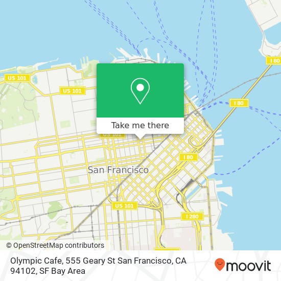 Mapa de Olympic Cafe, 555 Geary St San Francisco, CA 94102