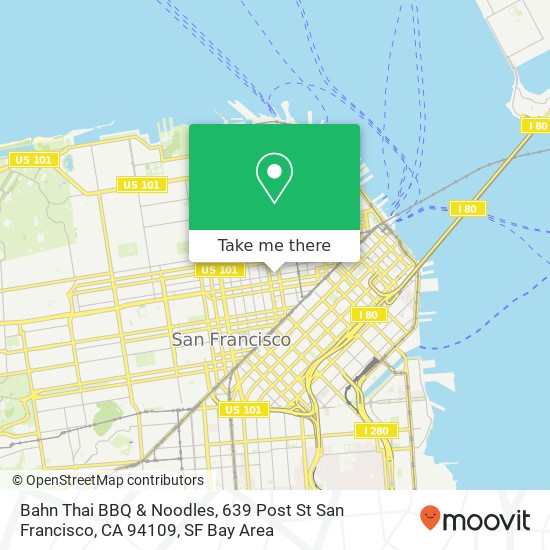 Mapa de Bahn Thai BBQ & Noodles, 639 Post St San Francisco, CA 94109