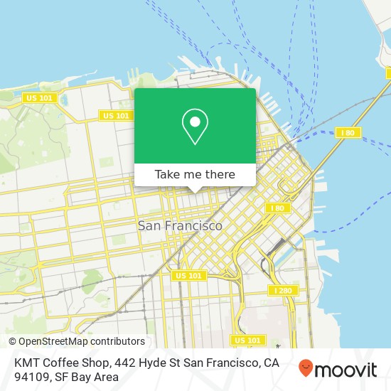 Mapa de KMT Coffee Shop, 442 Hyde St San Francisco, CA 94109