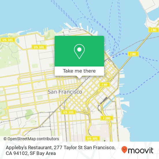 Mapa de Appleby's Restaurant, 277 Taylor St San Francisco, CA 94102
