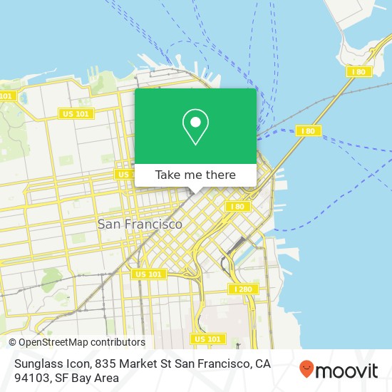 Mapa de Sunglass Icon, 835 Market St San Francisco, CA 94103