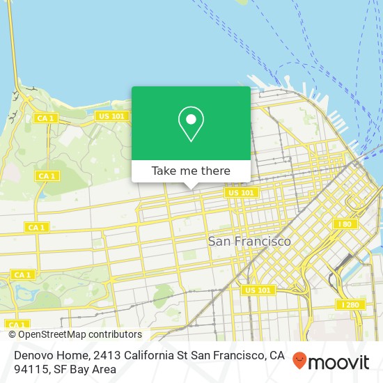 Mapa de Denovo Home, 2413 California St San Francisco, CA 94115